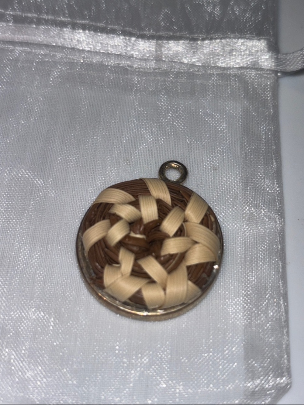 Textured Round Silver Pendant Charm